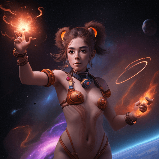 AI generated: high resolution zoom out cinematic portrait of a beautiful cute anthropomorphic female space monkey ...