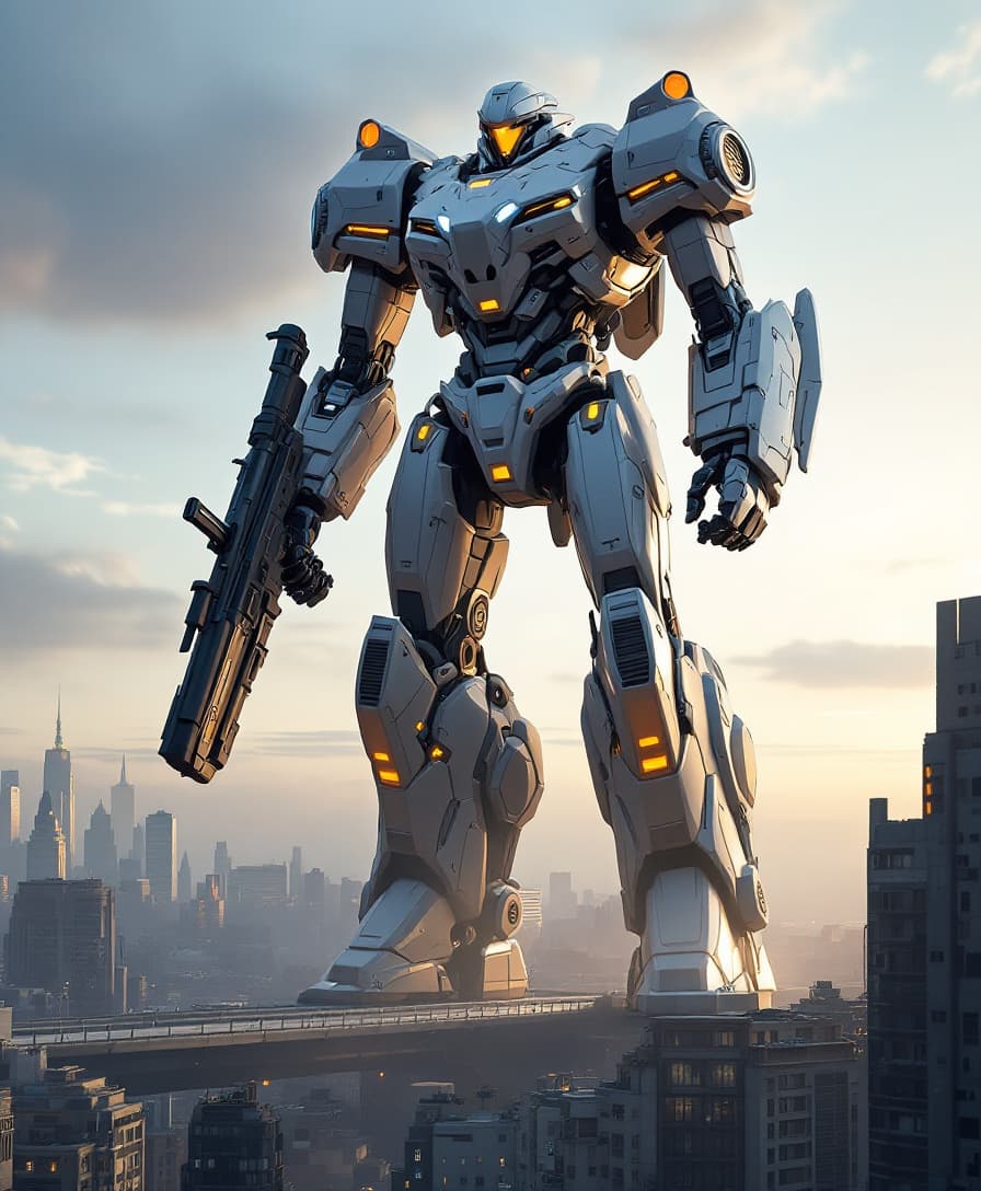 AI generated: A vision of the future where technology has advanced significantly, resulting in a colossal mech bat...