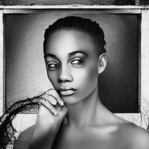 AI generated: /imagine black and white female nude portrait in an abandoned villa near a window full of cobwebs  
...