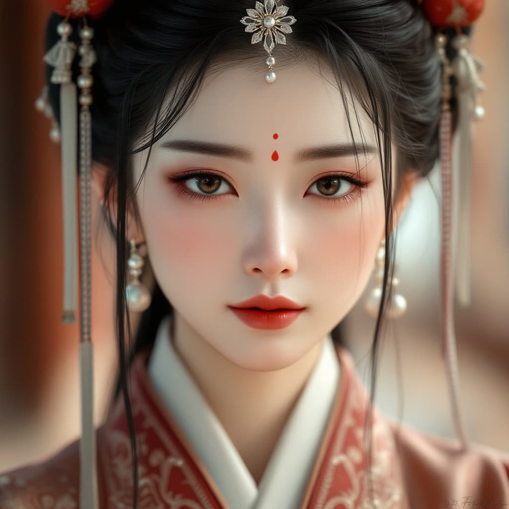 AI generated: Create a realistic style portrait of an ancient Chinese beauty, a character from Dream of the Red Ch...