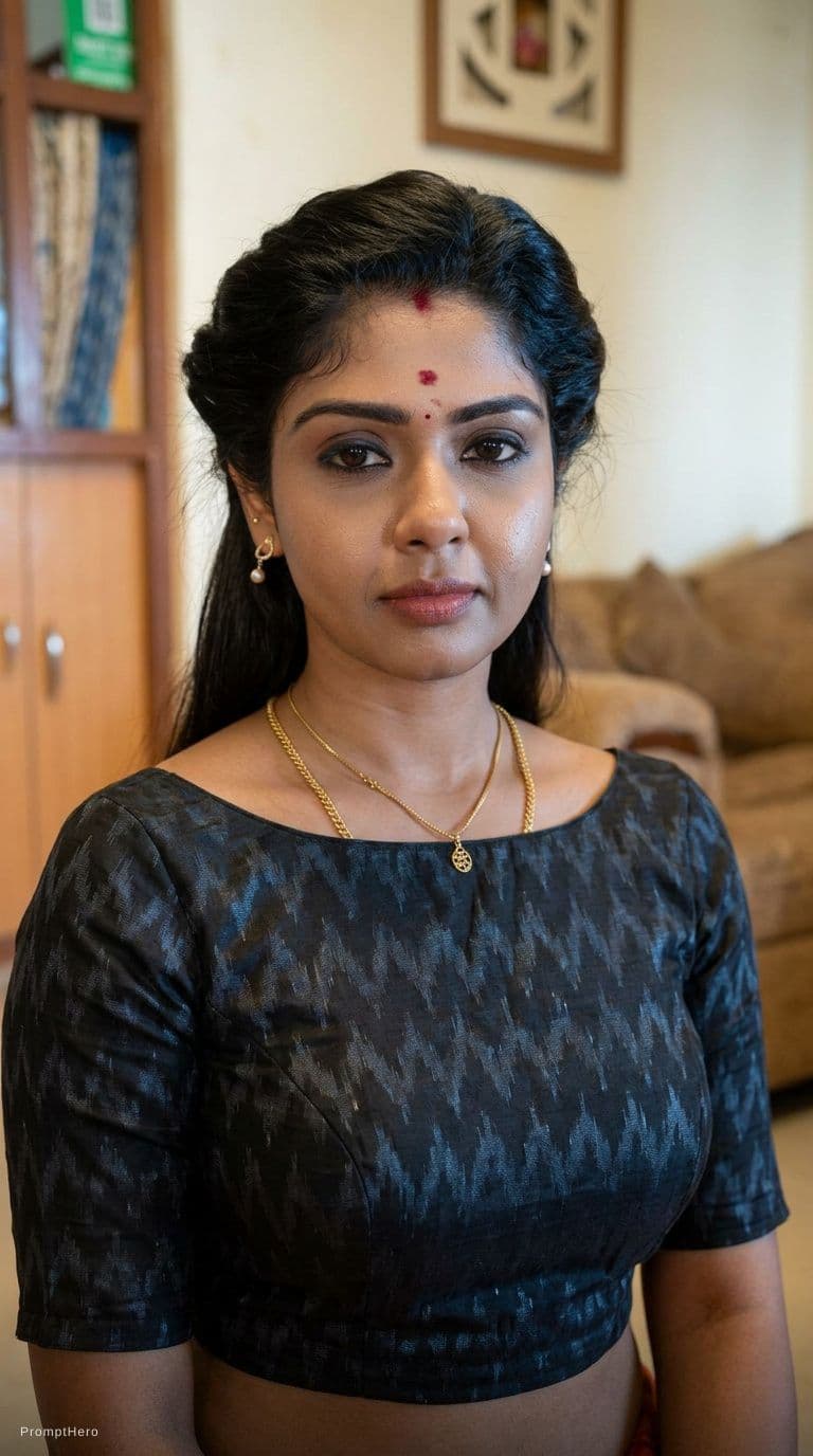 AI generated: Aunty in her blouse only 