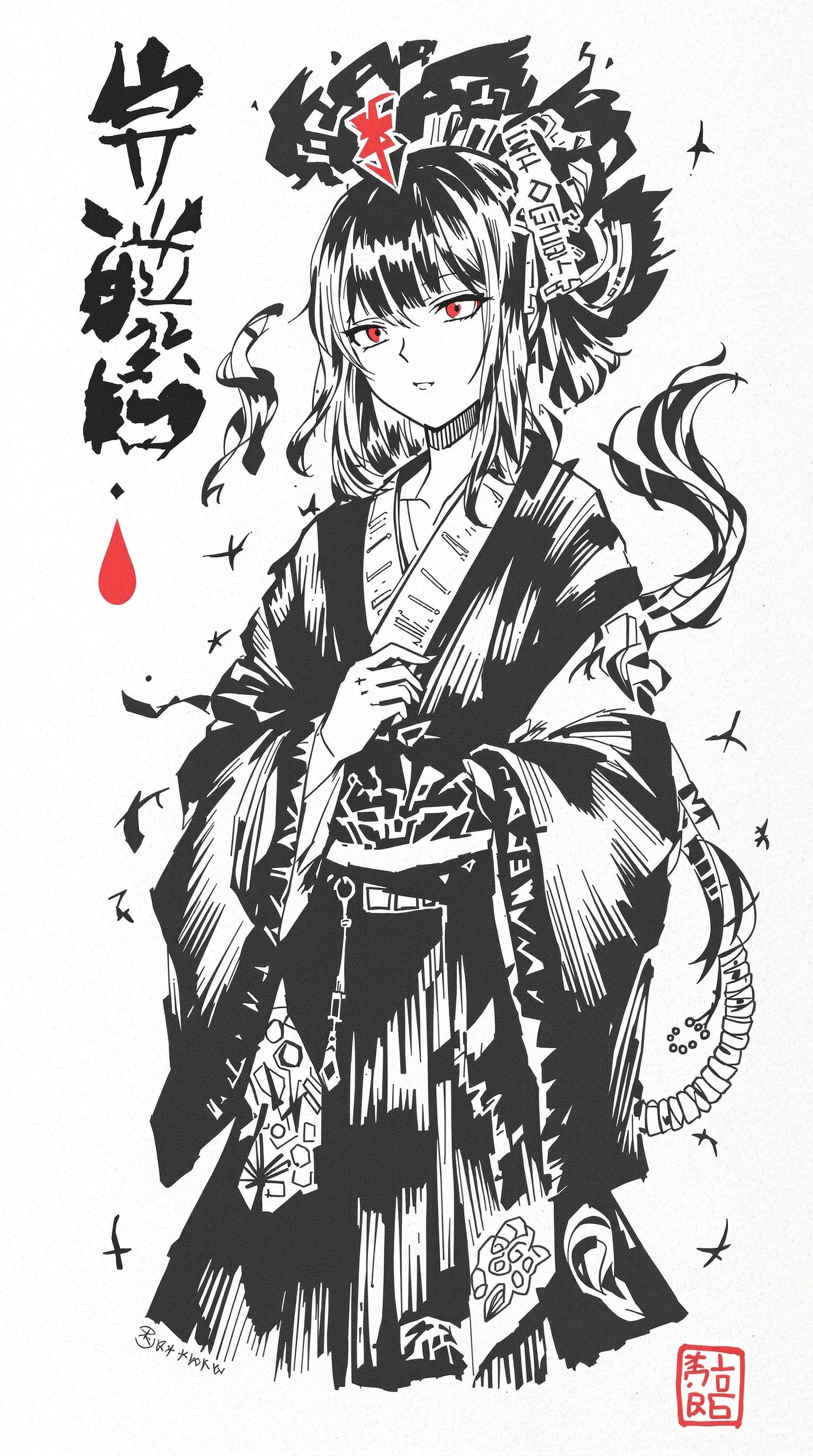 AI generated: Omamori，draw，Ink style