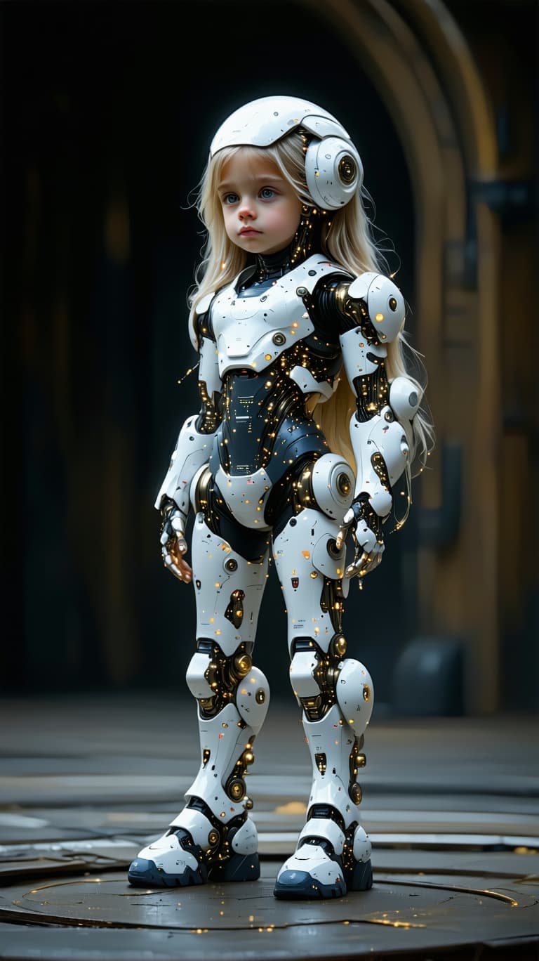 AI generated: exceptionally beautiful seven year old girl, (futuristic),(masterpiece), (realistic), (perfect anato...