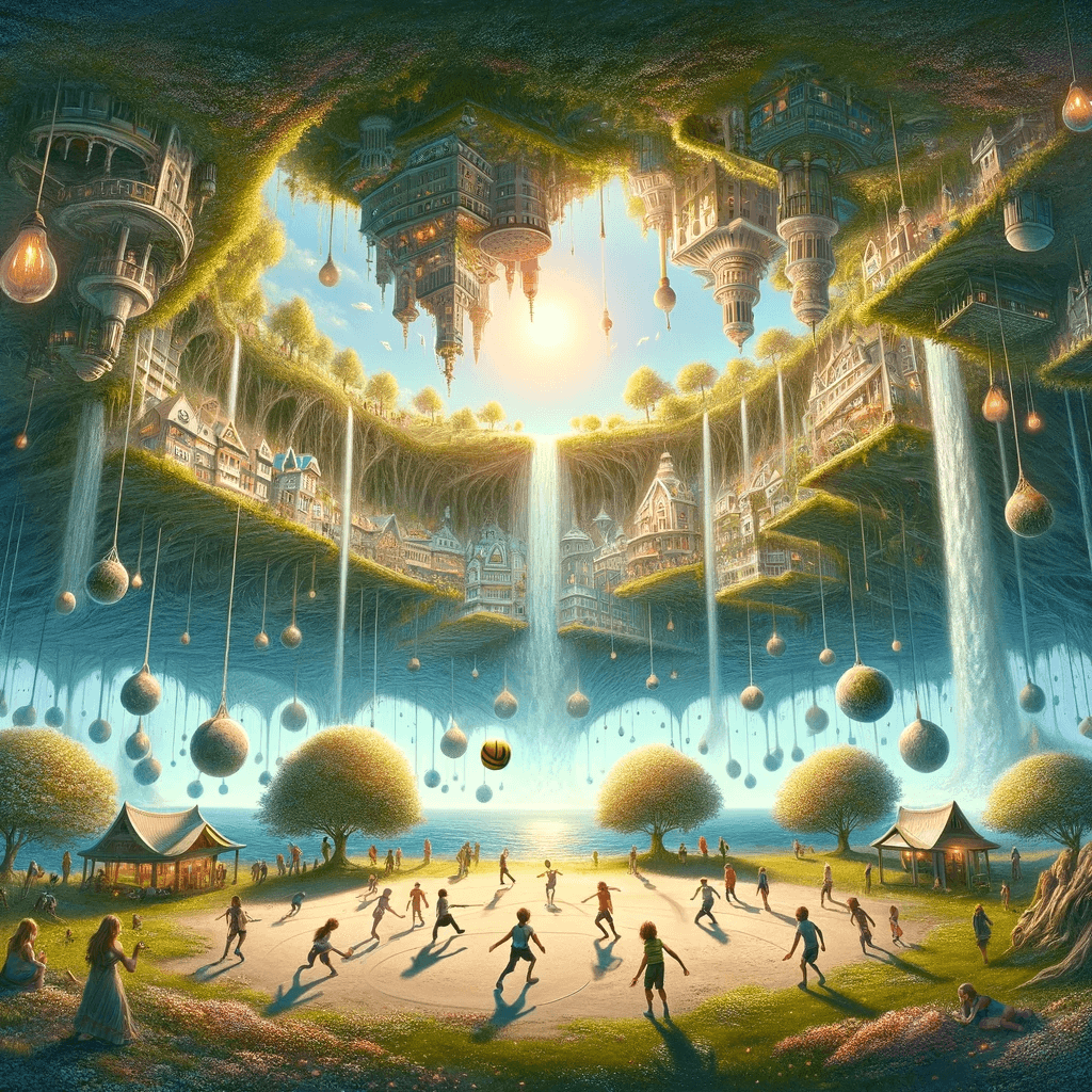 AI generated: "Envision a universe where gravity’s pull is inverted, creating a civilization that thrives on what ...