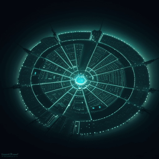 AI generated: bioluminescent city, birds eye view 