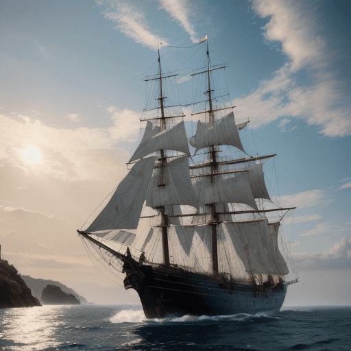 AI generated: Photo of a ultra realistic sailing ship, dramatic light, pale sunrise, cinematic lighting, battered,...