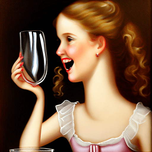 AI generated: happy Australian girl - empty glass.
style: baroque