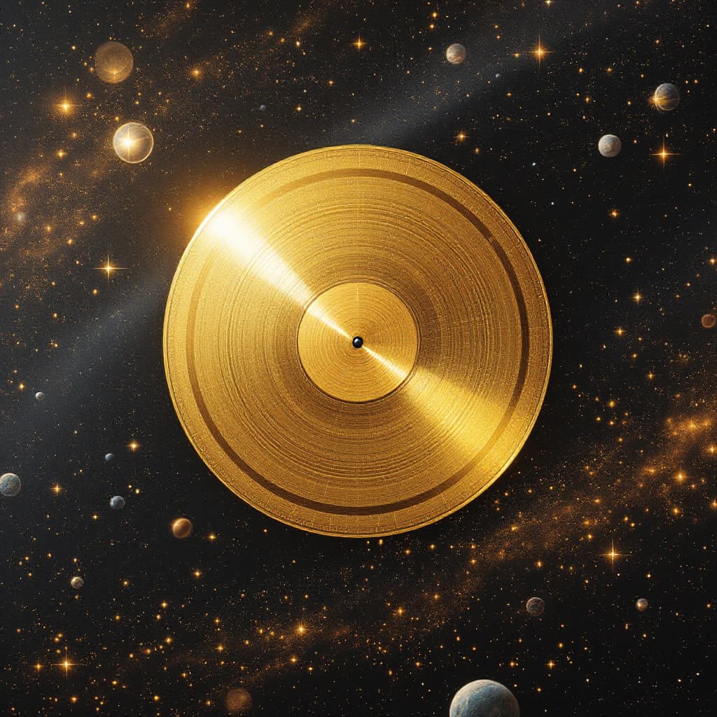 AI generated: the golden record from voyager in the tapestry of interstellar space, realistic, detailed, ubsurdres