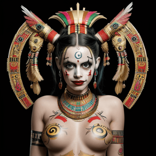 AI generated: A breathtaking artwork featuring Harley Quinn as a captivating Pharaoh God, a true masterpiece that ...