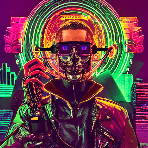 AI generated: nft style, cyberpunk, synthwave, tarot card with intricate detailed frame around the outside | with ...