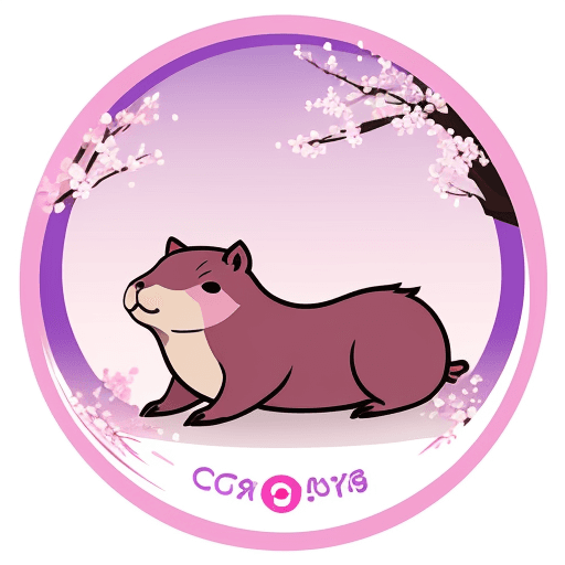 AI generated: Logo for simple mascot for a capybara company in flat vector logo of circle, pink blue purple gradie...
