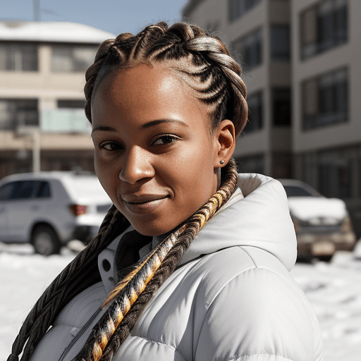 AI generated: Create an image of a 30-year-old South African mother, capturing her determined and purposeful demea...