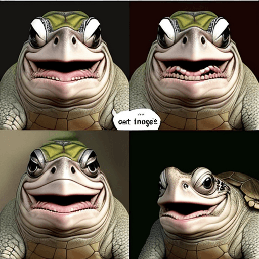 AI generated: Generate a series of comical meme faces featuring '#turtle' with exaggerated expressions and humorou...