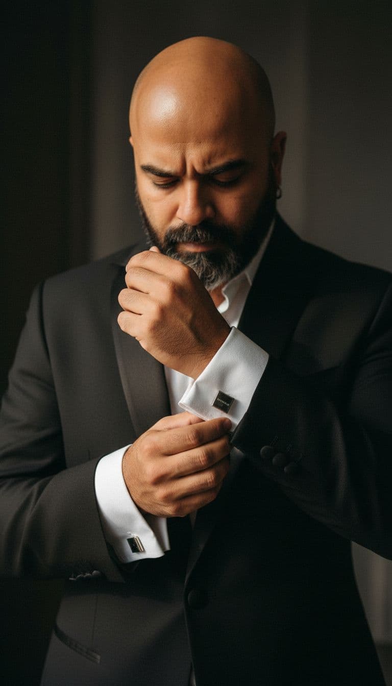 AI generated: Adjustment of Cufflink (Detailed Mid-Shot)
Ultra-realistic, mid-shot portrait focusing on a precise...