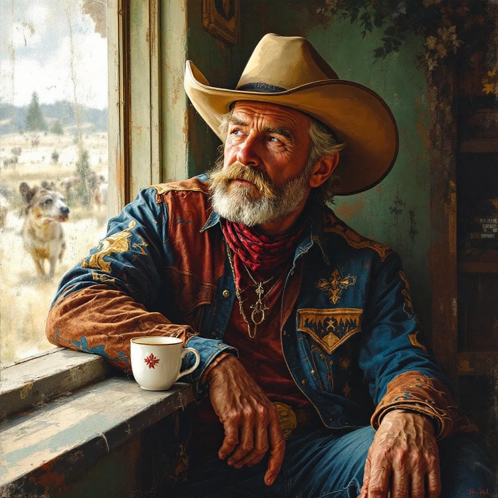 AI generated: cowboy and drink