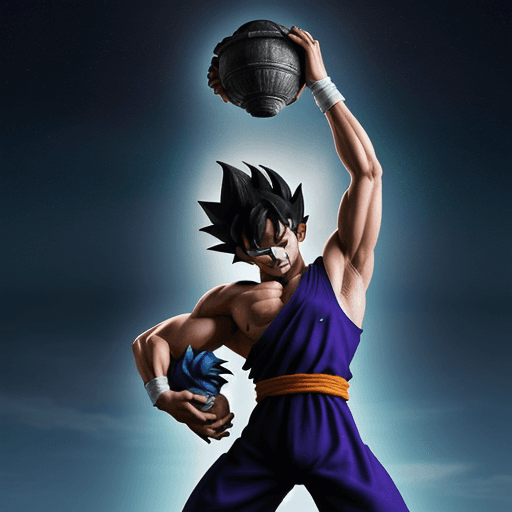 AI generated: Photo of goku lifting vegeta on earth with Zeno stand behind with jujutsukaisen art style