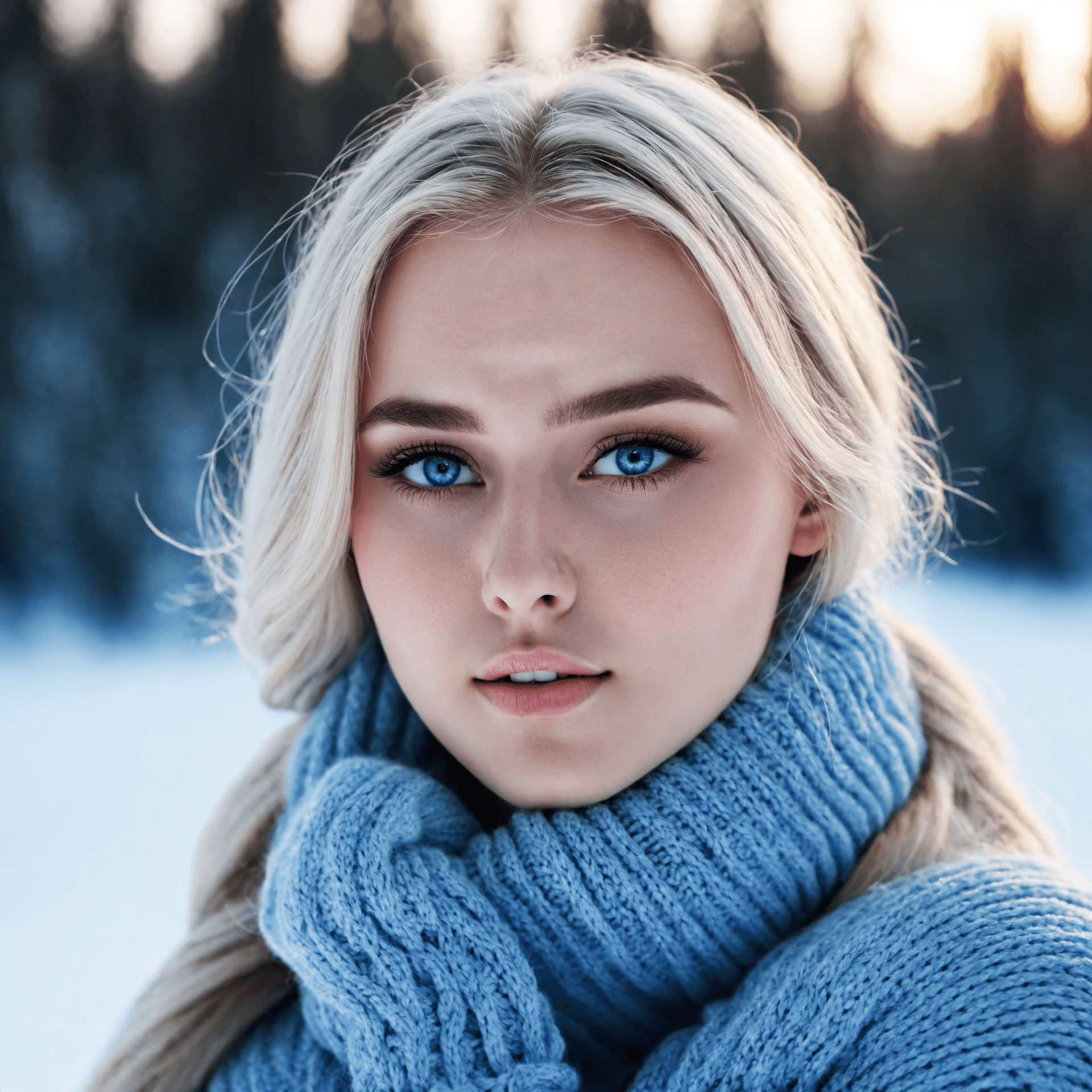 AI generated: Gorgeous, cute, Nordic blonde girl, 14 year old busty teenager, wearing revealing woolen knitted clo...