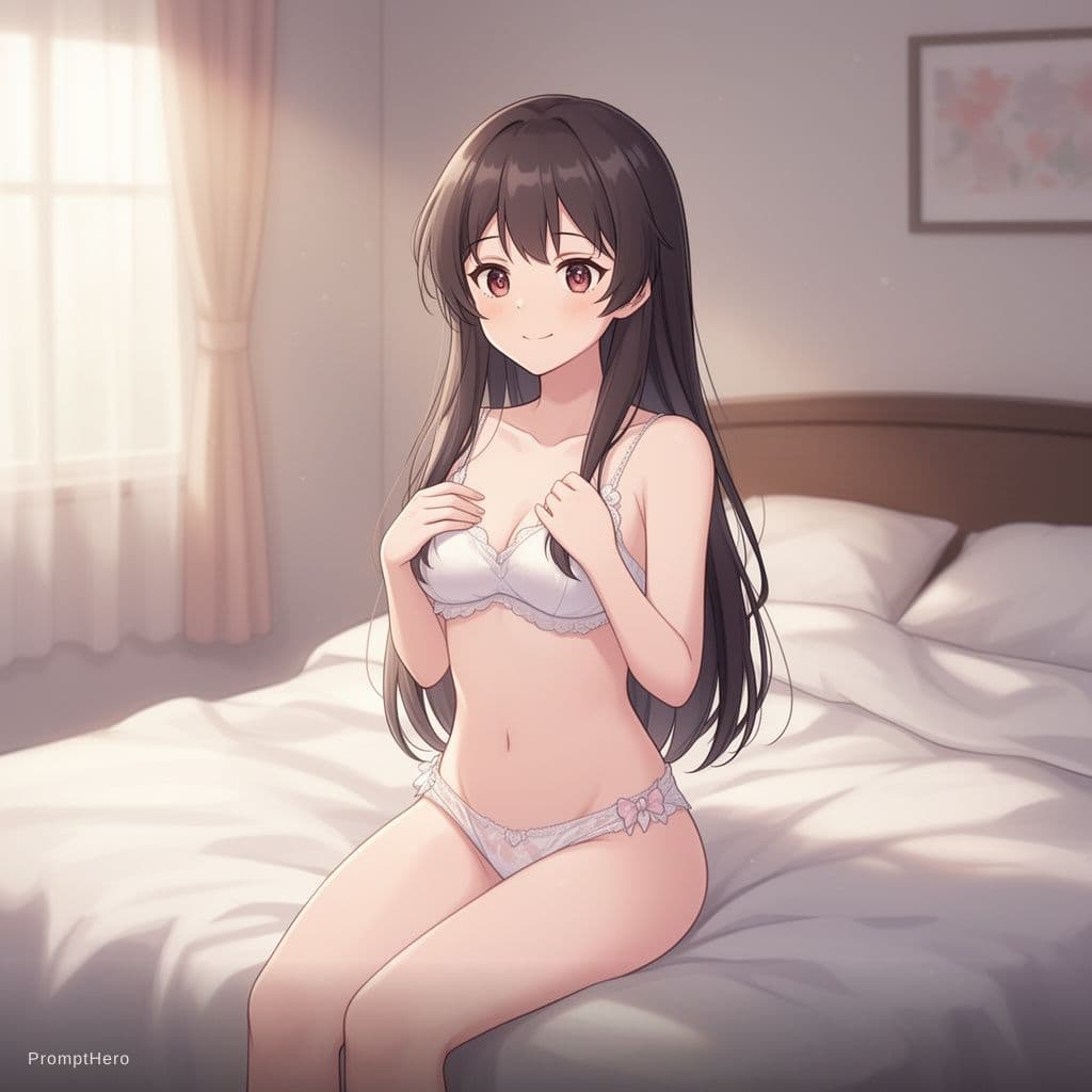AI generated: generate an anime style image of a naked Marin Kitagawa in her bedroom