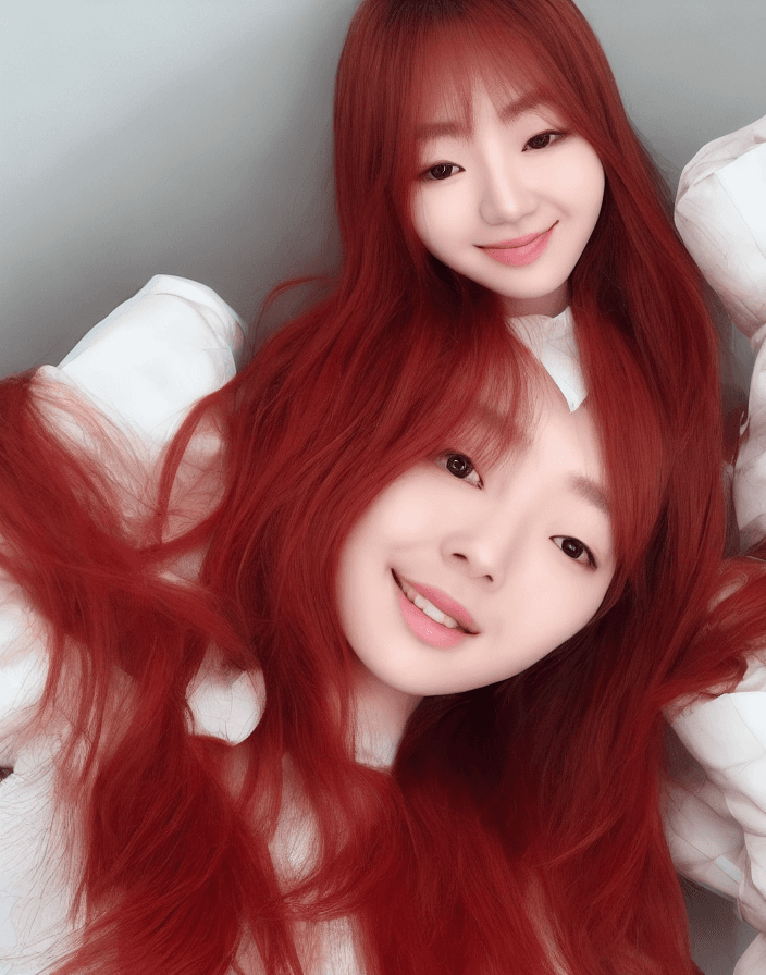 AI generated: Photo of a ultra realistic face, High resolution photography, A beautiful Korean girl idol, She rais...