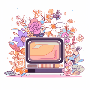 AI generated: Entertainment System, flower-patterned, Japanese Art, Surreal, clean lines, icon, vector, svg, pictu...