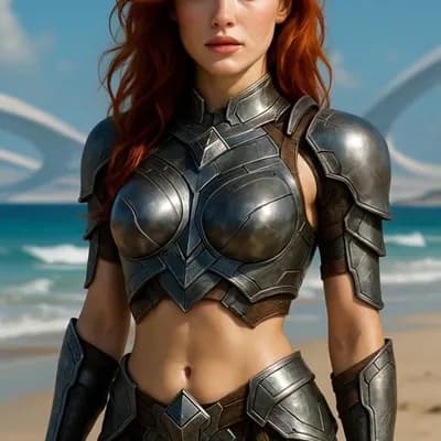 AI generated video: woman smiles and walks forward