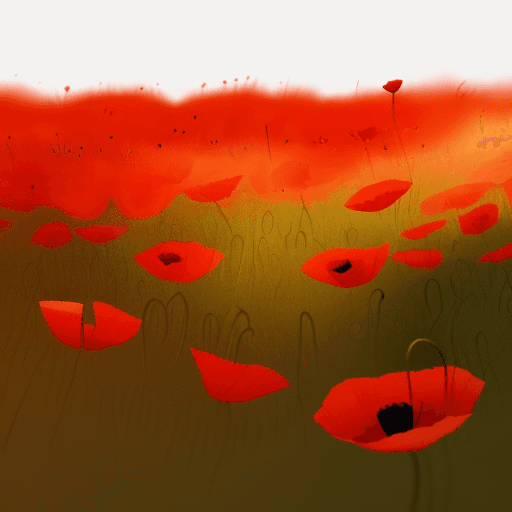 AI generated: poppies on the ground, animation style
