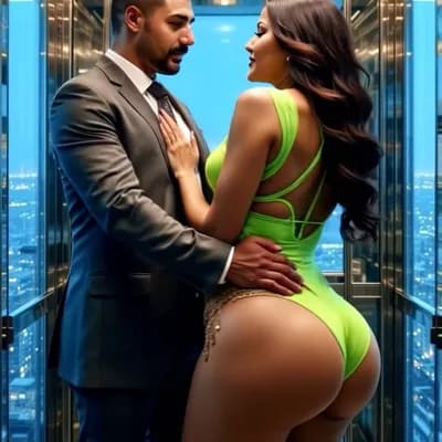 AI generated video: Wife turns around 360 degrees and shows her classy outfit and kisses the husband as he admires her a...