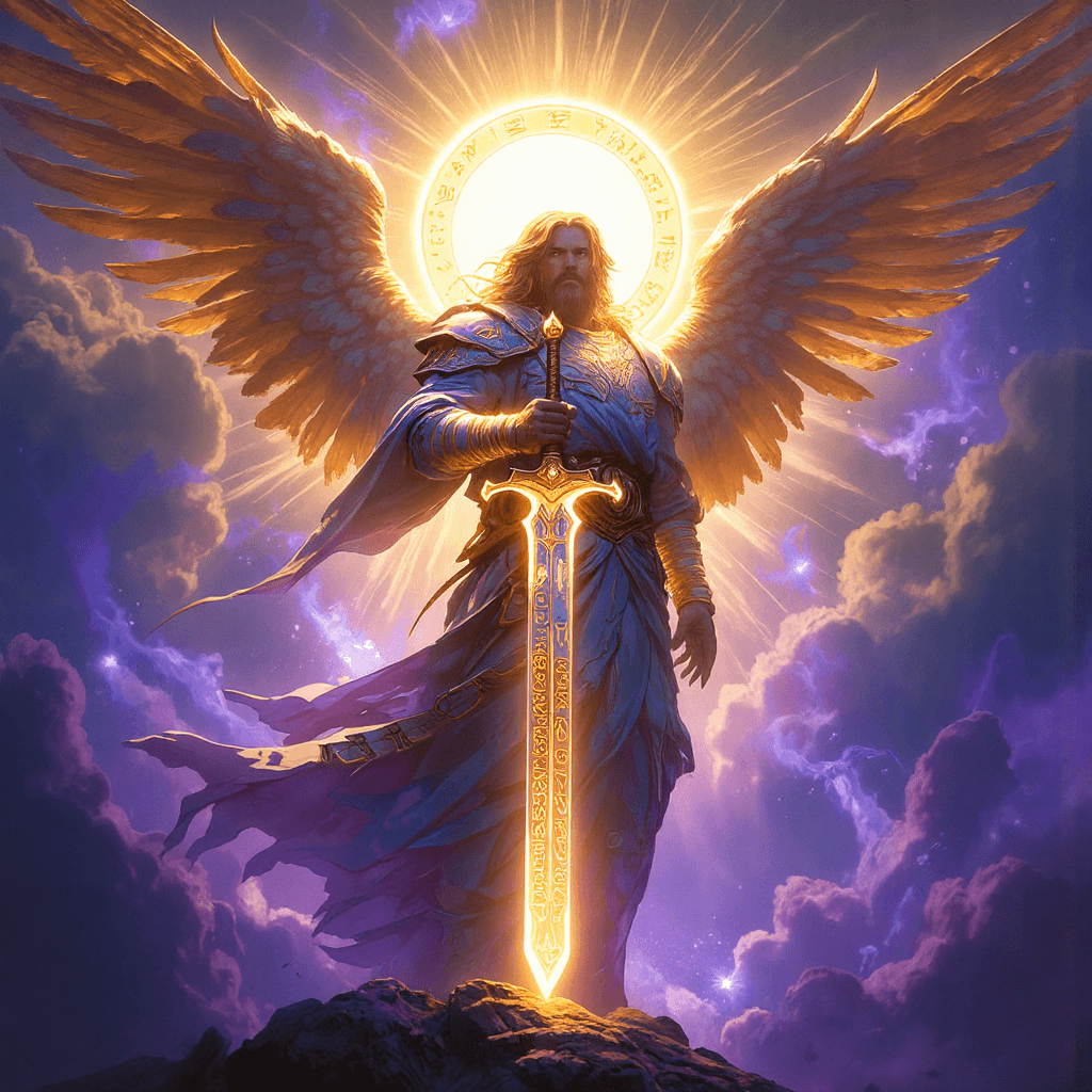 AI generated: Awe-inspiring Archangel Michael, the mightiest warrior of Heaven, stands in overwhelming divine radi...