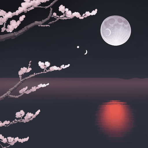 AI generated: A painting of a plum blossom with the moon in the background, inspired by George Lacom, James A. R. ...