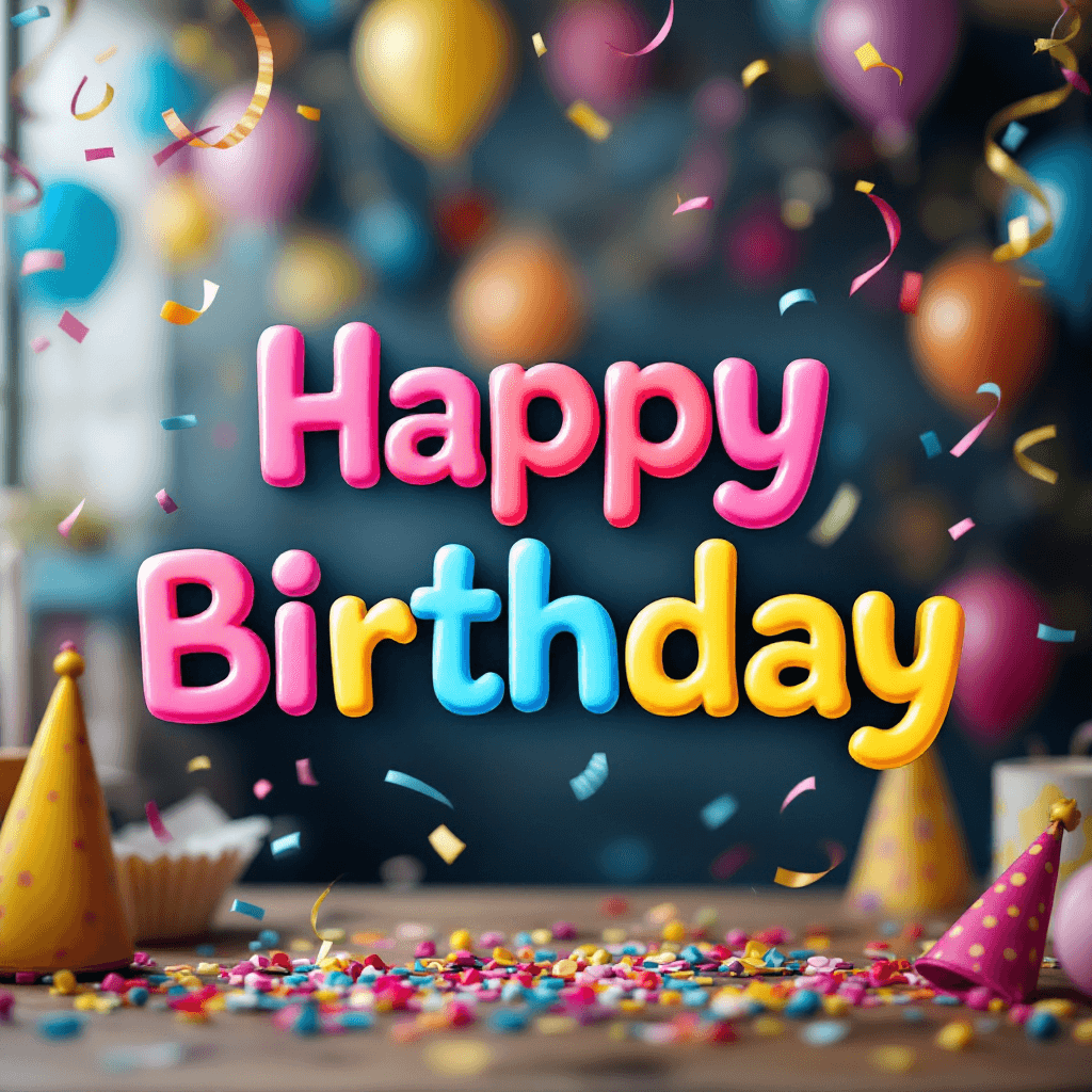 AI generated: Create an eye-catching image with the words "Happy Birthday НАСТЯ" prominently centered in the middl...