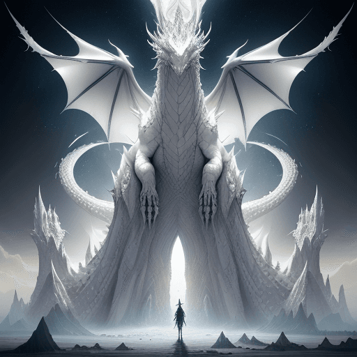AI generated: Amidst the boundless expanse of a fantastical realm, emerges a grand dragon, its sheer presence capt...