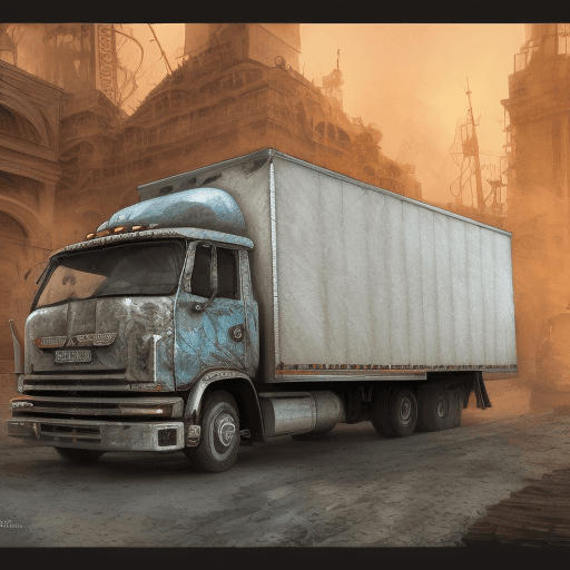 AI generated: highly detailed infographic of dry box truck, no background, vintage, intricate detail, digital art,...