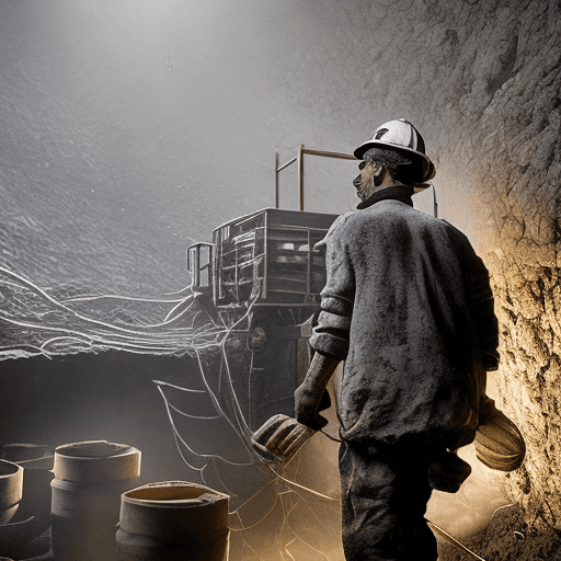 AI generated: Photo of a ultra realistic man working in a coal mine in Montceau les mines
