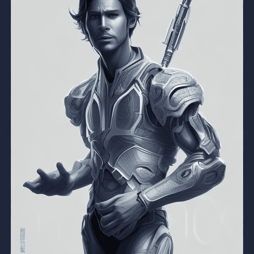 AI generated: movie poster, male character in black, white and blue, in the style of yoh nagao, light-focused --ar...