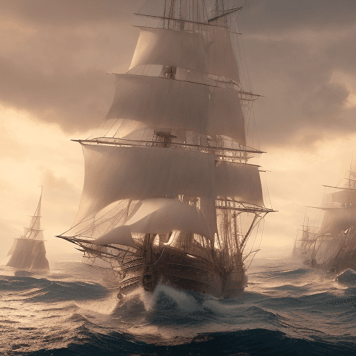 AI generated: Photo of a ultra realistic sailing ship, dramatic light, pale sunrise, cinematic lighting, battered,...