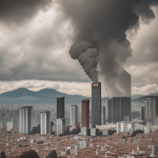 AI generated: image that shows air pollution in Bogota Colombia 8k, intricate detail, photorealistic, realistic li...