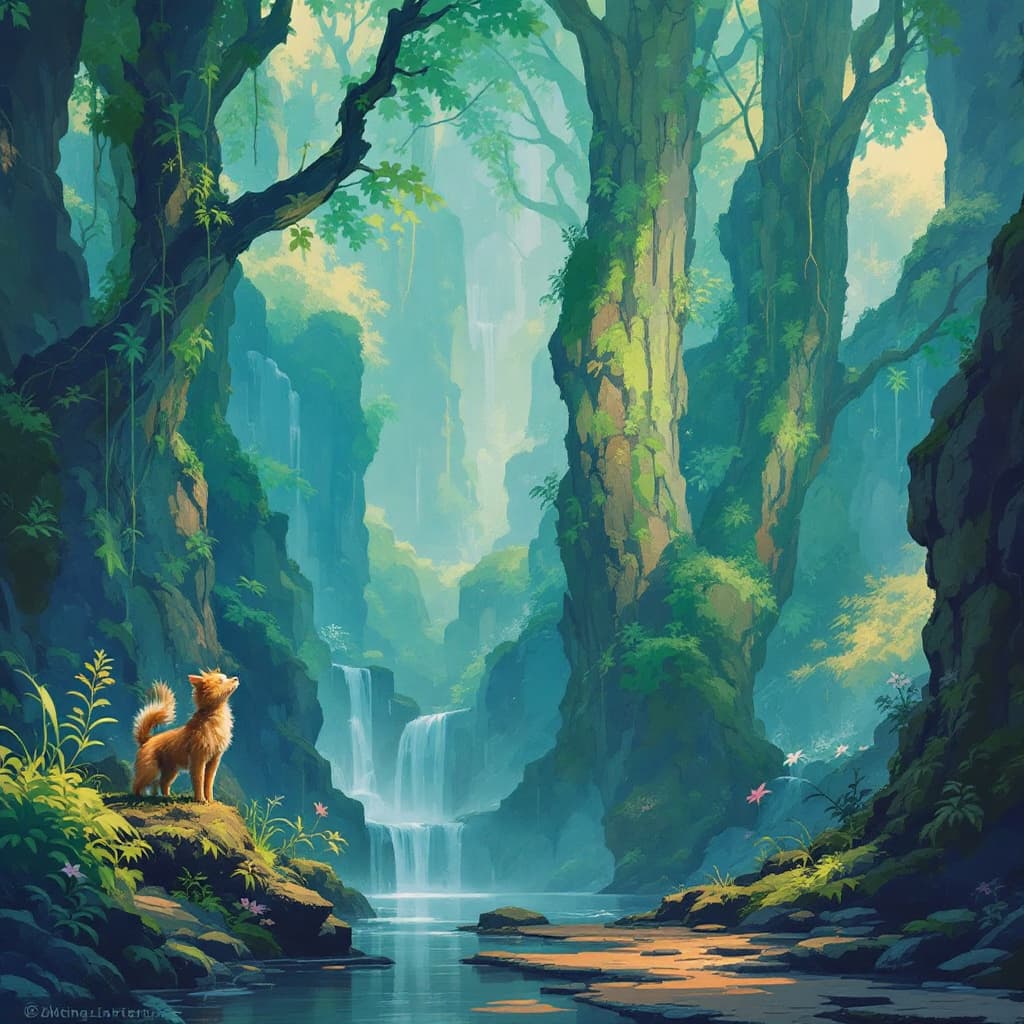 AI generated: 有一只猫的怀里抱着狗，另一只狗的怀里抱着猫

