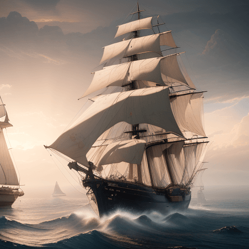 AI generated: Photo of a ultra realistic sailing ship, dramatic light, pale sunrise, cinematic lighting, battered,...
