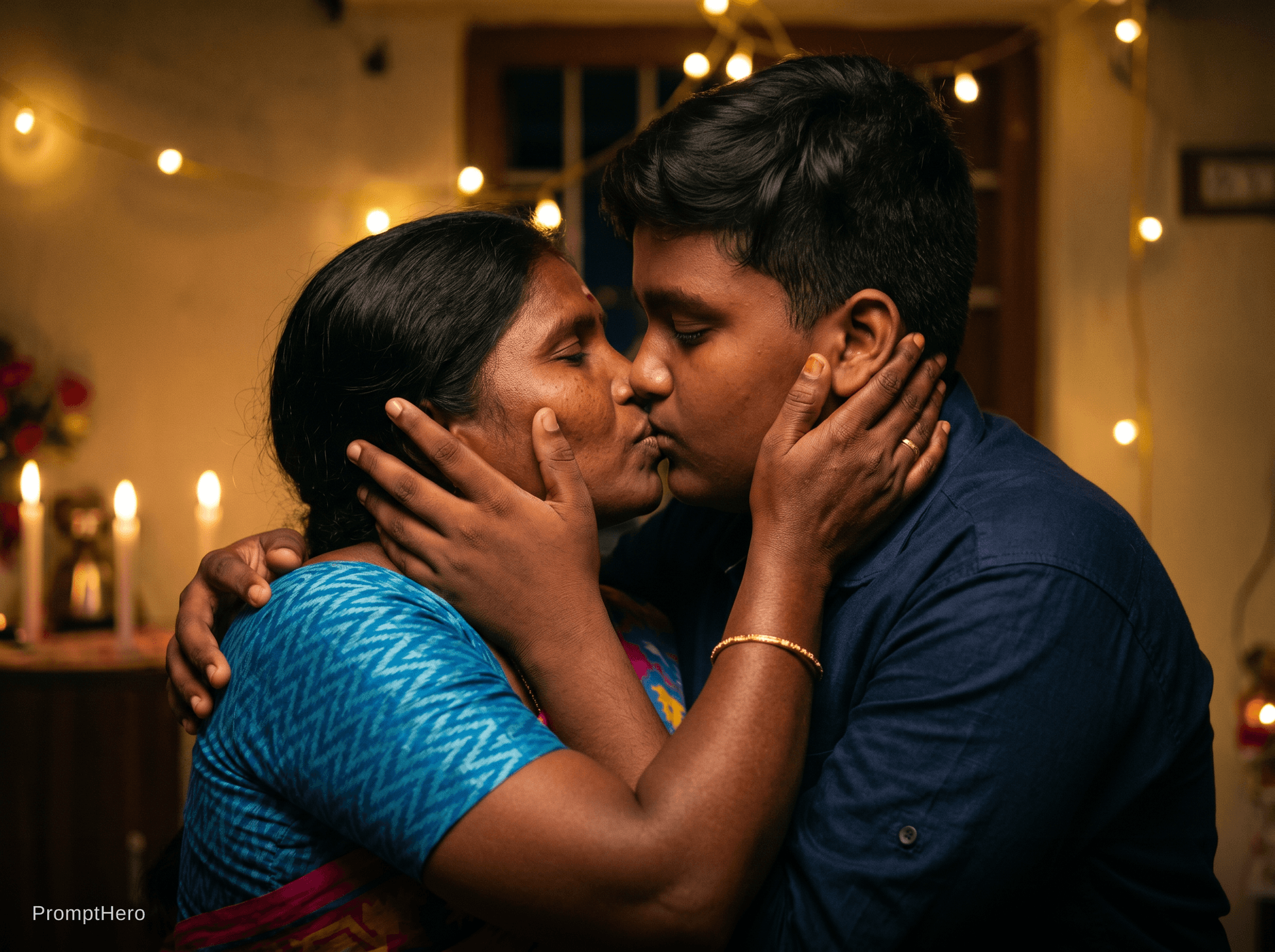 AI generated: Hot and romantic kiss in couples 