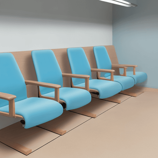 AI generated: Waiting room seats, simple, four single seats, seat surface and backrest filled with high-density sp...