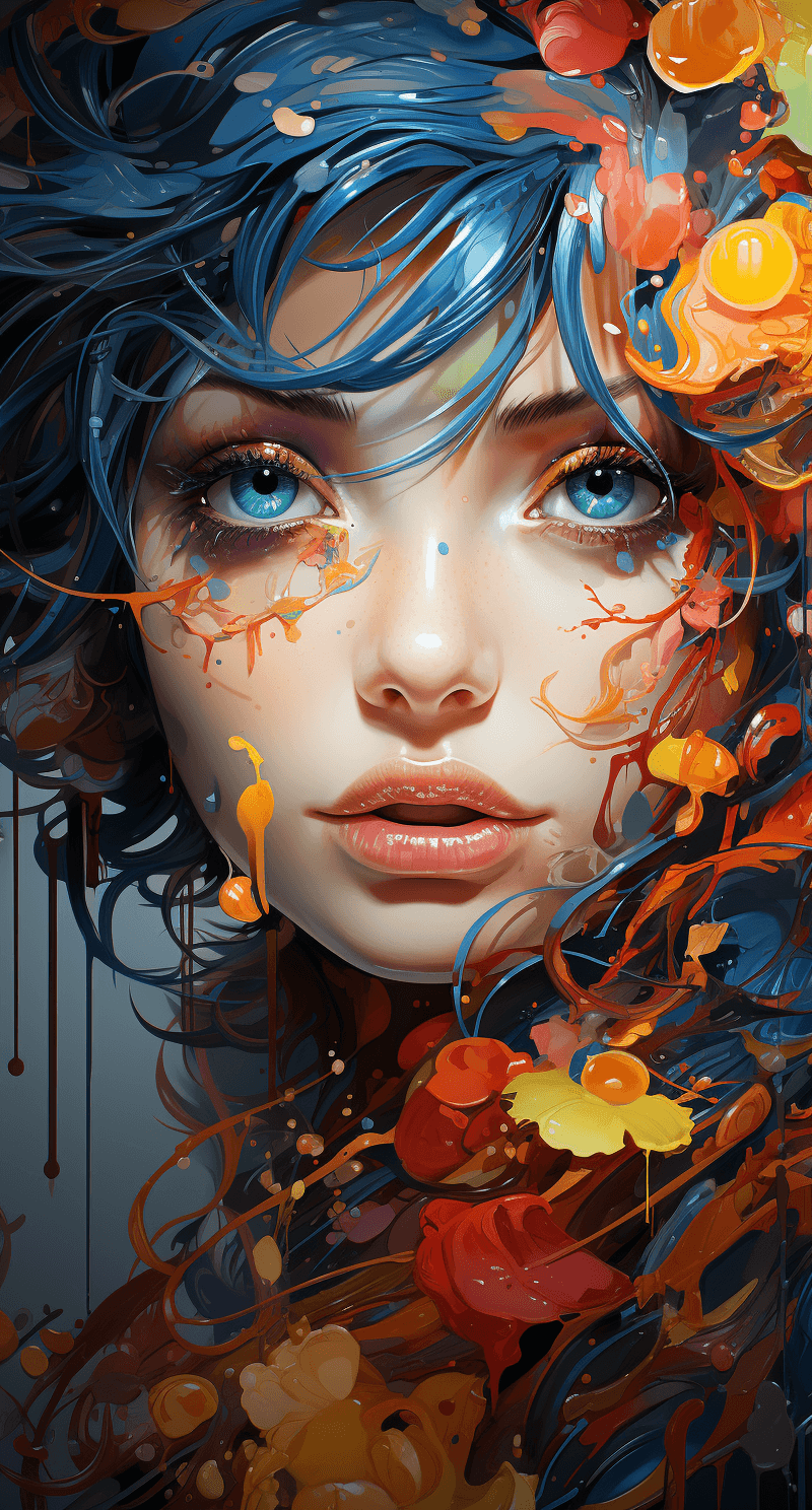 AI generated: anime drawing art, in the style of crisp neo-pop illustrations, swirling colors, bold and colorful p...