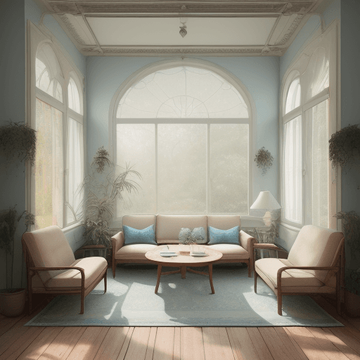 AI generated: High resolution photography interior design, dreamy sunken living room conversation pit, wooden floo...