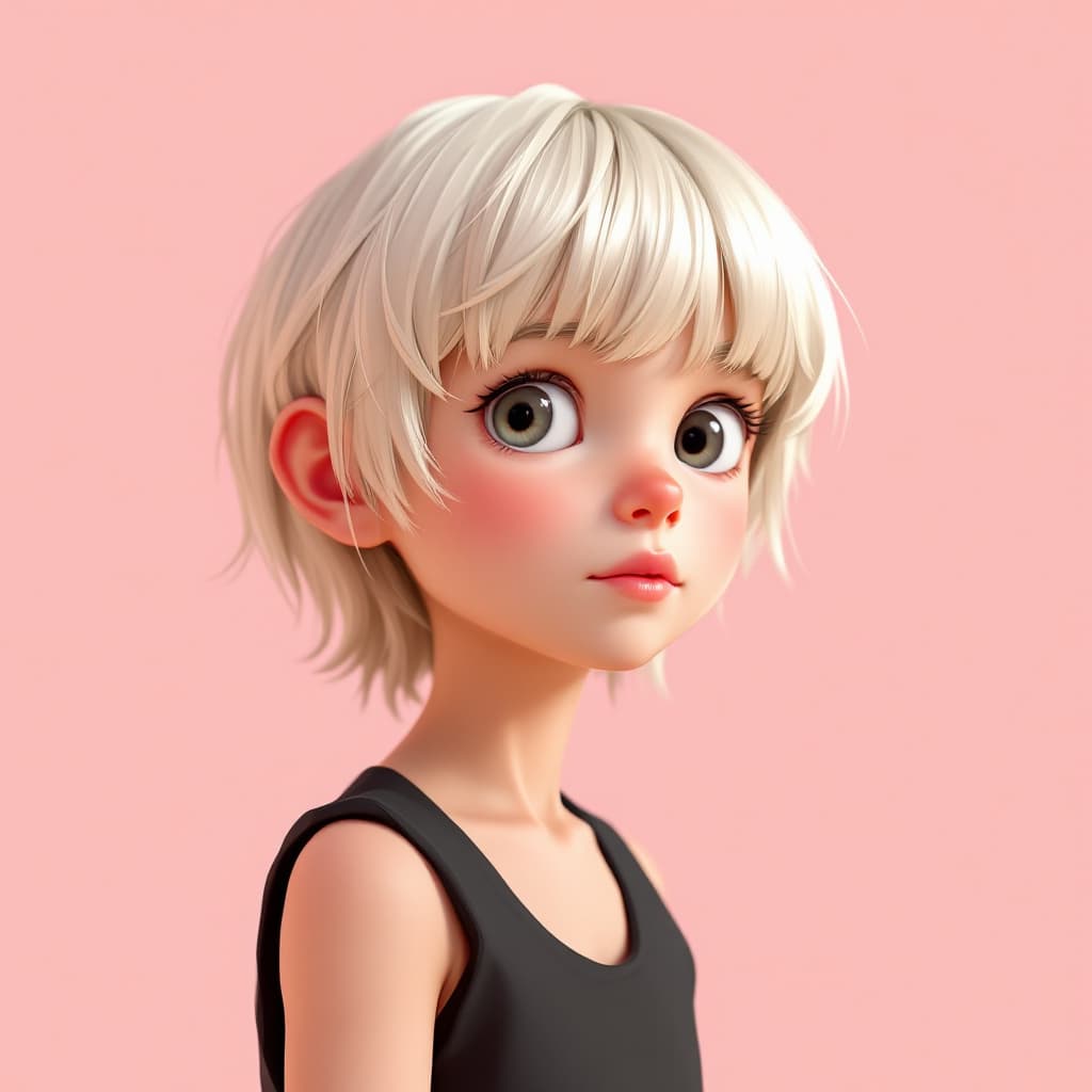 AI generated: digital art portraits, boy aged 8, long and platinum blonde hair color, bangs, skinny, wearing sleev...