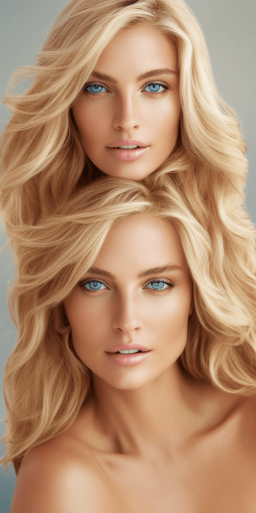 AI generated: Masterful beautiful blonde Female supermodel, full body shot, radiant perfectly clear eyes, gems of ...