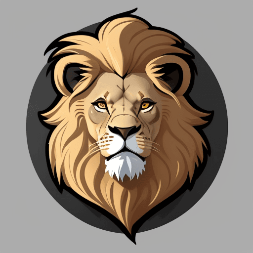 AI generated: lion head cartoon logo for design company
