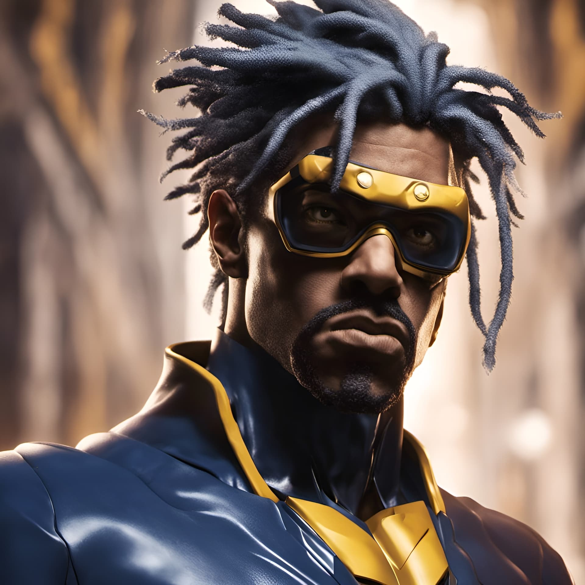 AI generated: Portrait of Virgil Ovid Hawkins, as Static Shock from DC Comics, 8k, VFX, octane render, unreal engi...