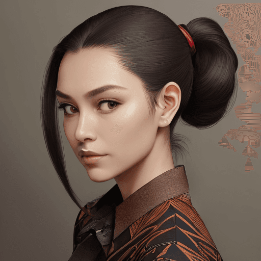 AI generated: A portrait of a young woman with an elegant and sophisticated style. Her hair is pulled back into a ...