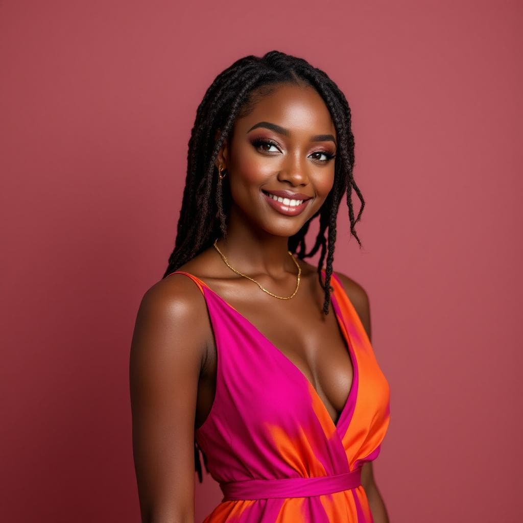 AI generated: Generate an potrait image of an African woman, her hair in neat sister locks, reinassance style, wit...
