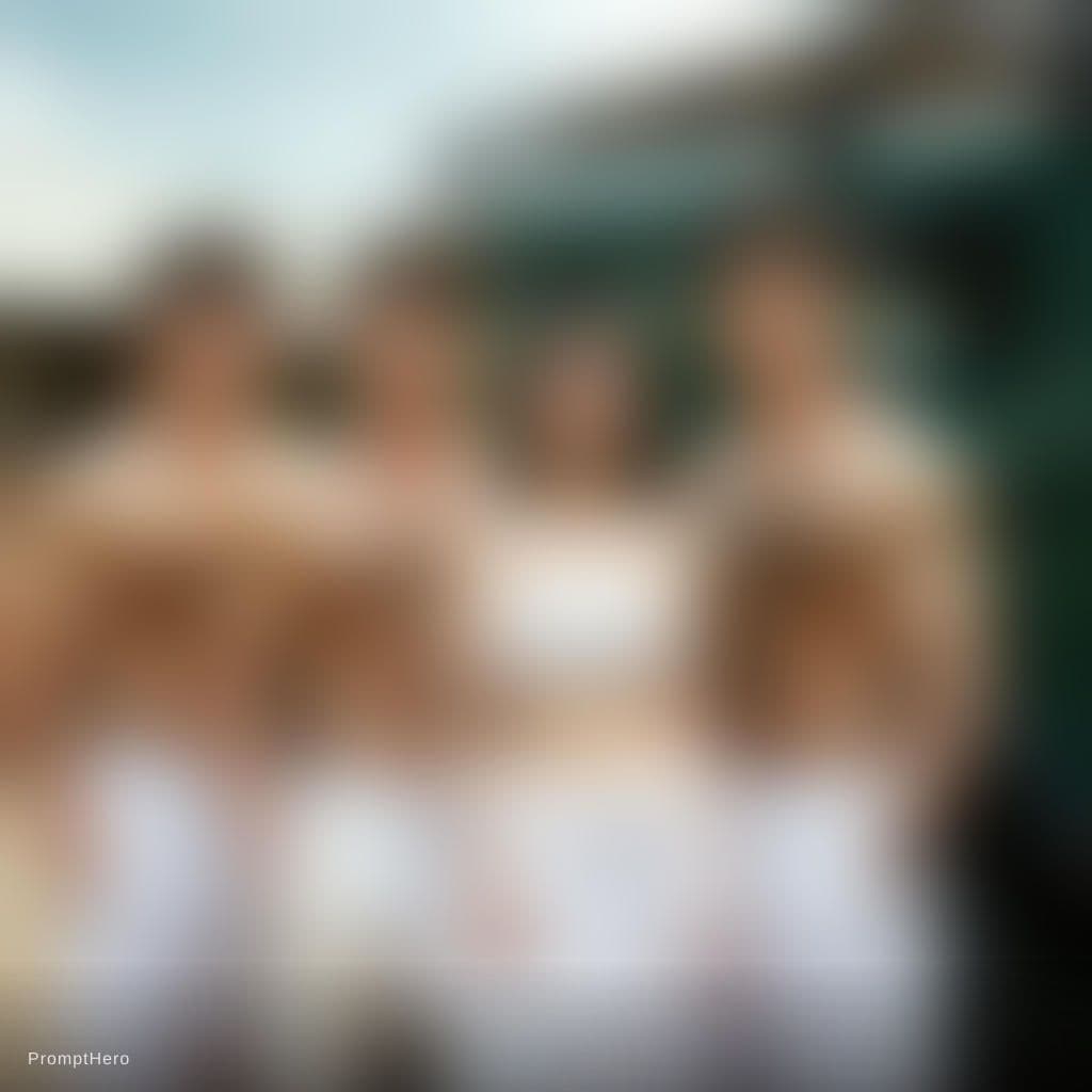 AI generated: A indonesian woman and 4 Korean men, posing in front of a truck at village square in farmville, all ...