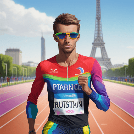 AI generated: A vibrant and detailed airbrushed painting of an Olympic runner, in the style of Greg Rutkowski, ado...